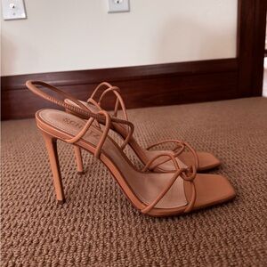 SCHUTZ Camel Strappy Heels